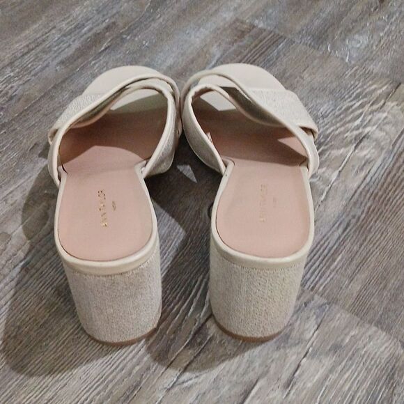 Ann Taylor Factory light beige cross over strap block heel sandals Sz 8.5 EUC - Picture 4 of 9